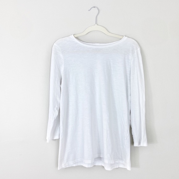 Eileen Fisher Tops - Eileen Fisher Essential White Cotton 3/4 Sleeve